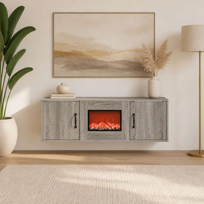 vidaXL Electric Fireplace Grey Sonoma 110 x 30 x 36.5 cm