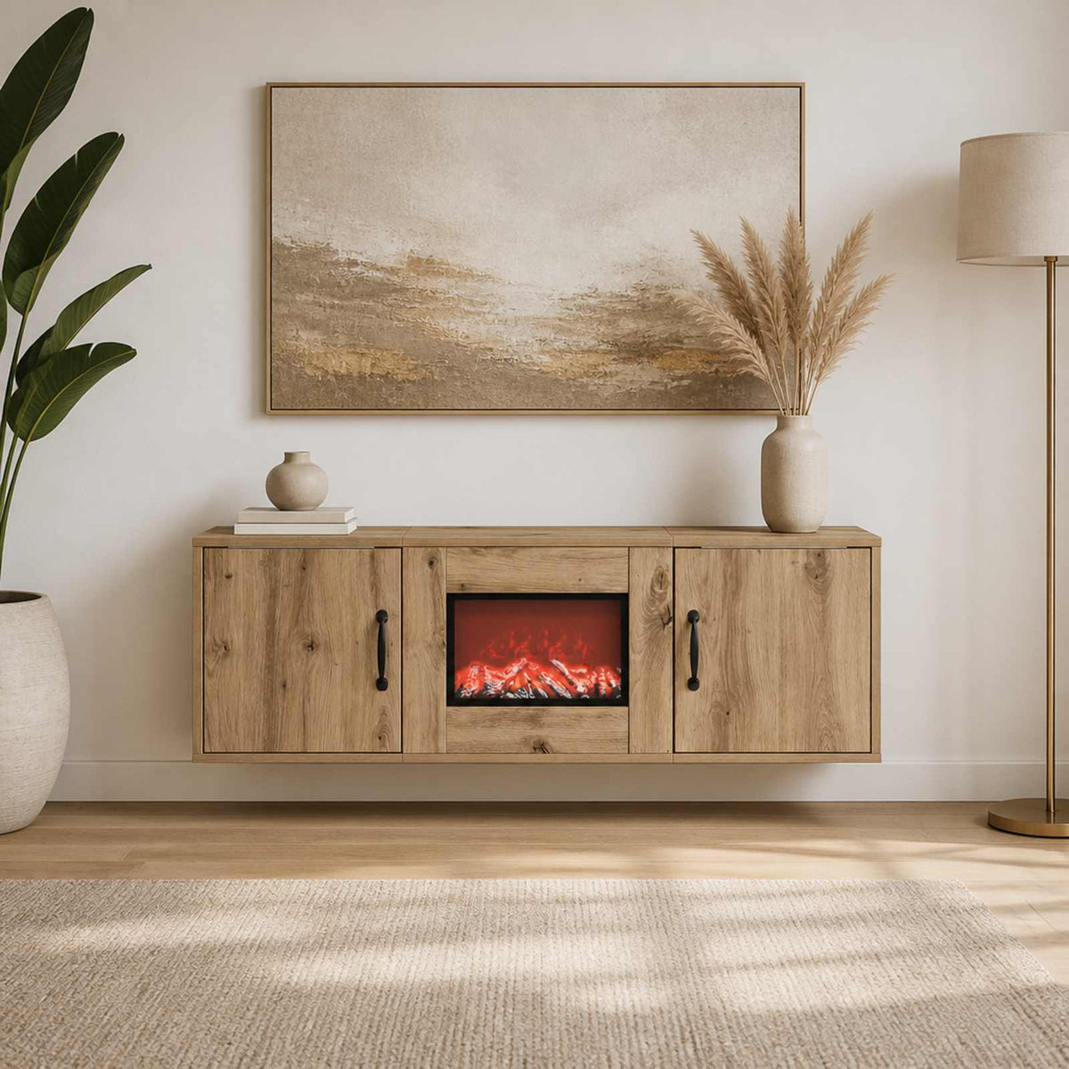 vidaXL Electric Fireplace Artisan Oak 110 x 30 x 36.5 cm