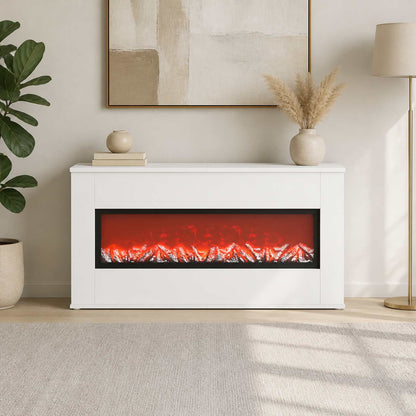 vidaXL Electric Fireplace White 114 x 18 x 58.5 cm Engineered wood