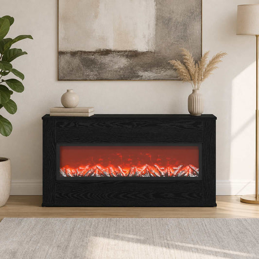 vidaXL Electric Fireplace Black Oak 114 x 18 x 58.5 cm Engineered wood
