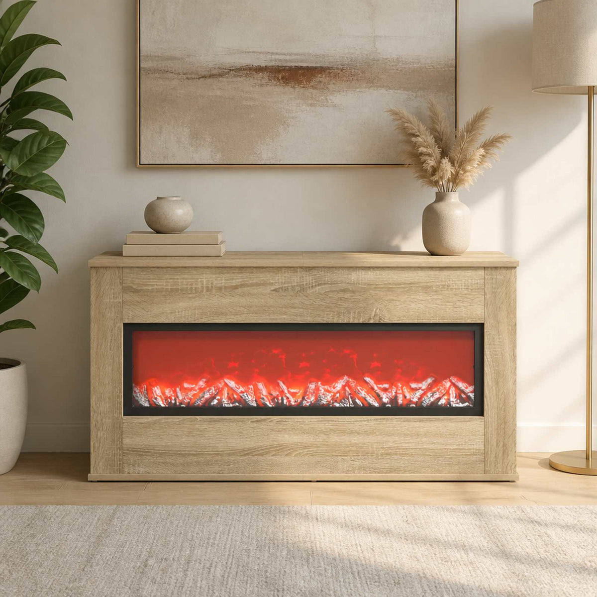 vidaXL Electric Fireplace Sonoma 114 x 18 x 58.5 cm Engineered wood