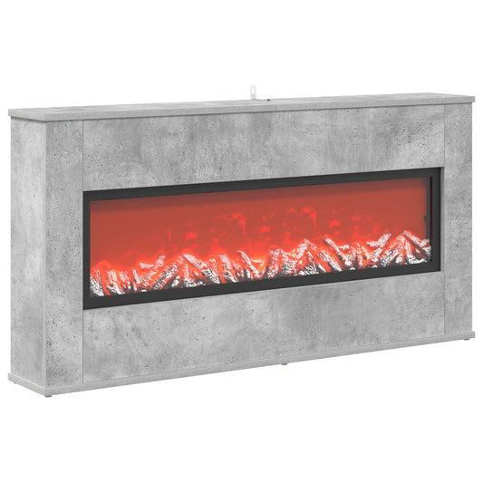 vidaXL Electric Fireplace Concrete 114 x 18 x 58.5 cm Engineered wood