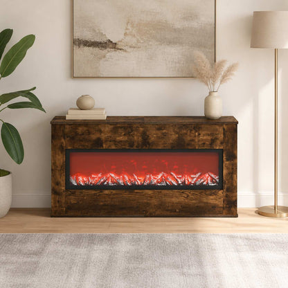 vidaXL Electric Fireplace Smoked Oak 114 x 18 x 58.5 cm