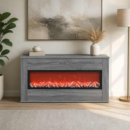 vidaXL Electric Fireplace Grey Sonoma 114 x 18 x 58.5 cm