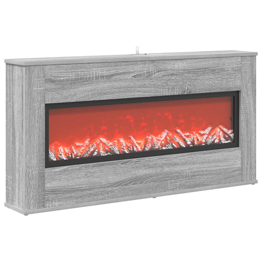vidaXL Electric Fireplace Grey Sonoma 114 x 18 x 58.5 cm