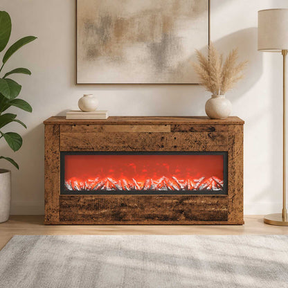 vidaXL Electric Fireplace Old Wood 114 x 18 x 58.5 cm Engineered wood