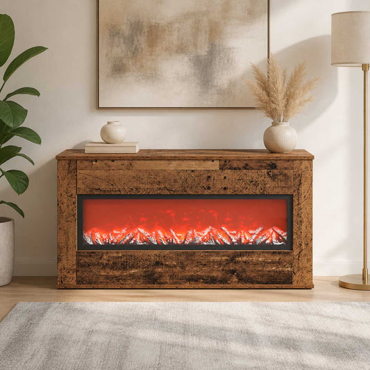 vidaXL Electric Fireplace Old Wood 114 x 18 x 58.5 cm Engineered wood