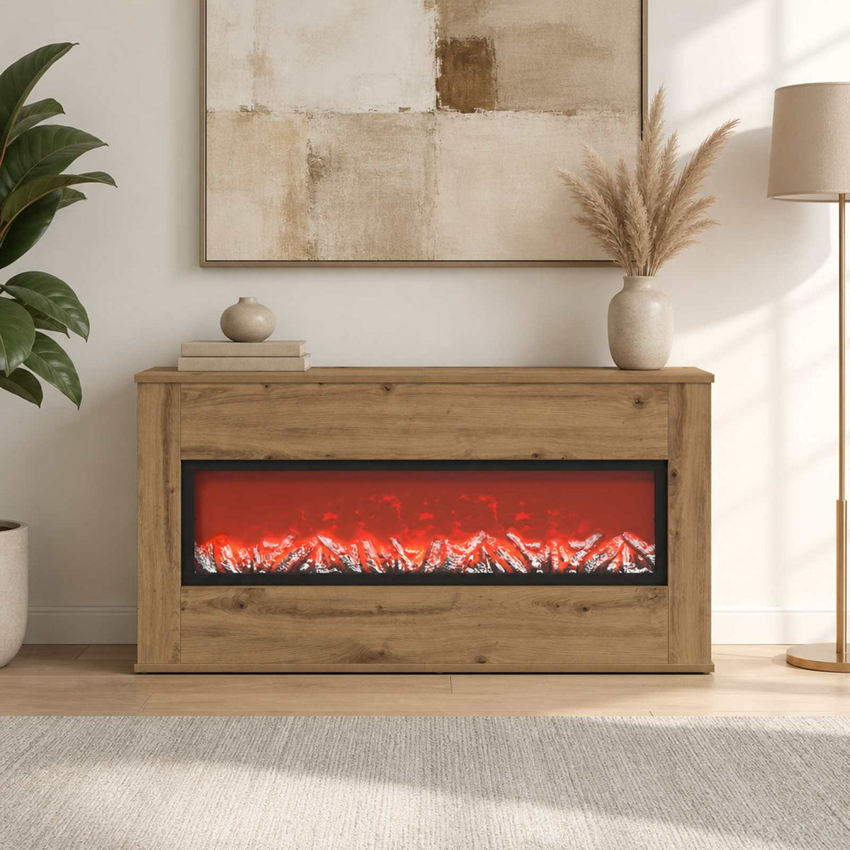 vidaXL Electric Fireplace Artisan Oak 114 x 18 x 58.5 cm