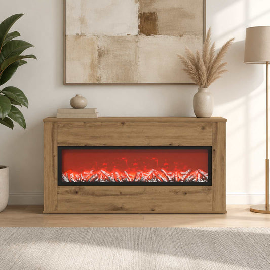 vidaXL Electric Fireplace Artisan Oak 114 x 18 x 58.5 cm