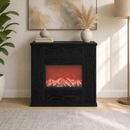 vidaXL Electric Fireplace Black Oak 47 x 18 x 48 cm Engineered wood