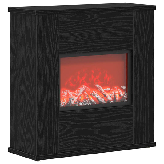 vidaXL Electric Fireplace Black Oak 47 x 18 x 48 cm Engineered wood