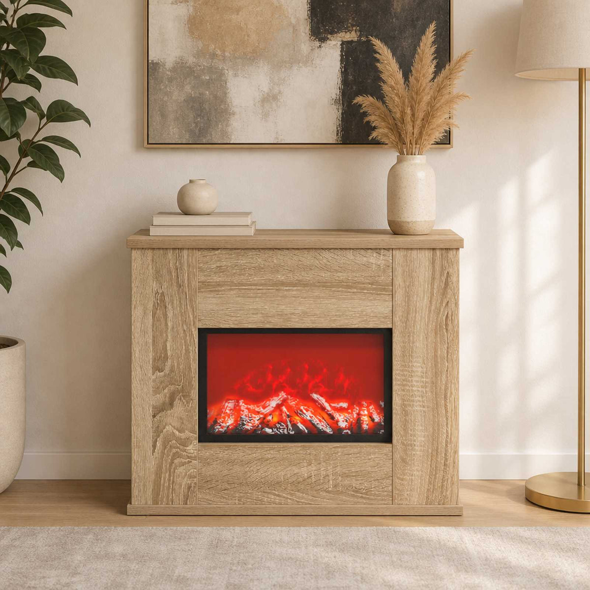 vidaXL Electric Fireplace Sonoma 47 x 18 x 48 cm Engineered wood
