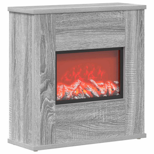 vidaXL Electric Fireplace Grey Sonoma 47 x 18 x 48 cm Engineered wood