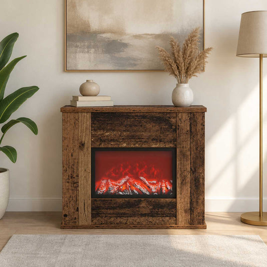 vidaXL Electric Fireplace Old Wood 47 x 18 x 48 cm Engineered wood