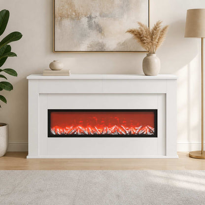 vidaXL Fireplace with LED Strip White 130 x 20 x 69.5 cm