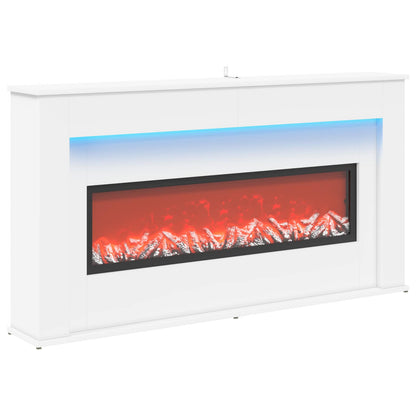 vidaXL Fireplace with LED Strip White 130 x 20 x 69.5 cm
