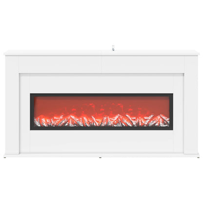 vidaXL Fireplace with LED Strip White 130 x 20 x 69.5 cm
