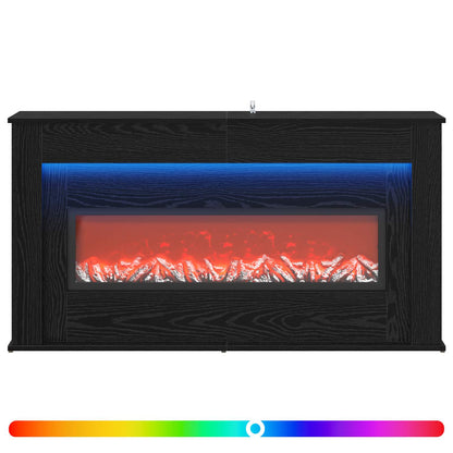 vidaXL Fireplace with LED Strip Black Oak 130 x 20 x 69.5 cm