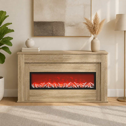 vidaXL Fireplace with LED Strip Sonoma 130 x 20 x 69.5 cm