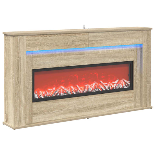vidaXL Fireplace with LED Strip Sonoma 130 x 20 x 69.5 cm