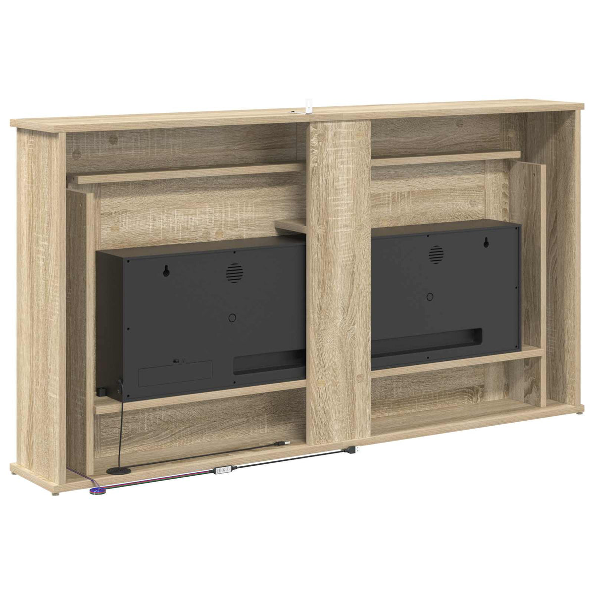 vidaXL Fireplace with LED Strip Sonoma 130 x 20 x 69.5 cm