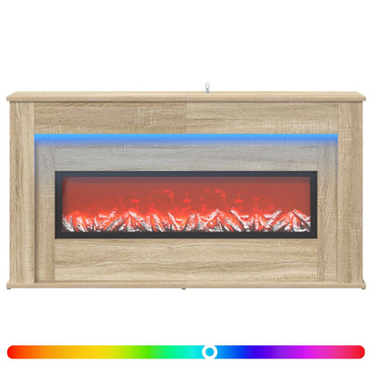 vidaXL Fireplace with LED Strip Sonoma 130 x 20 x 69.5 cm