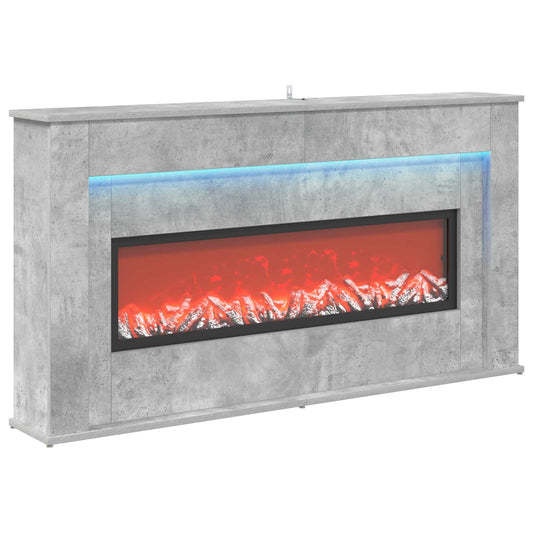 vidaXL Fireplace with LED Strip Concrete 130 x 20 x 69.5 cm