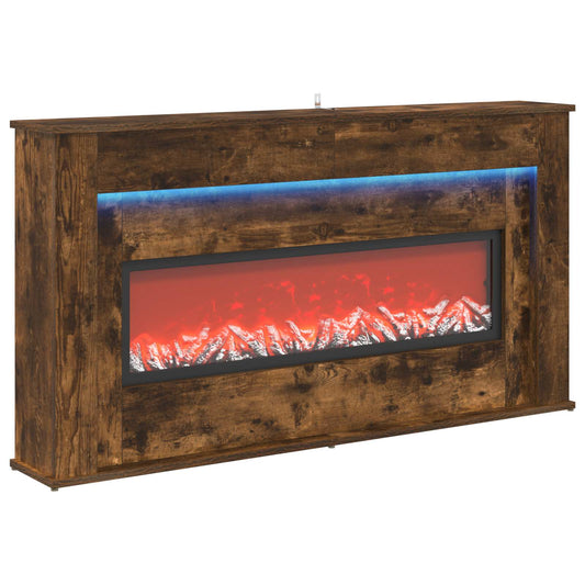 vidaXL Fireplace with LED Strip Smoked Oak 130 x 20 x 69.5 cm