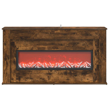 vidaXL Fireplace with LED Strip Smoked Oak 130 x 20 x 69.5 cm