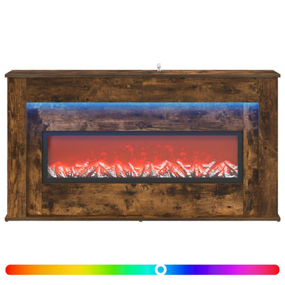 vidaXL Fireplace with LED Strip Smoked Oak 130 x 20 x 69.5 cm