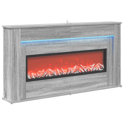 vidaXL Fireplace with LED Strip Grey Sonoma 130 x 20 x 69.5 cm