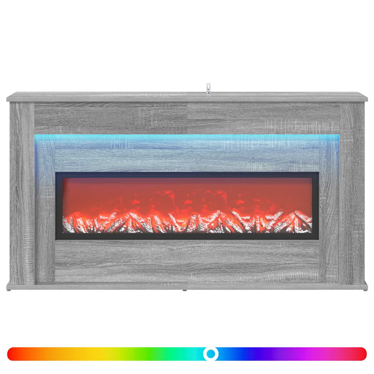 vidaXL Fireplace with LED Strip Grey Sonoma 130 x 20 x 69.5 cm