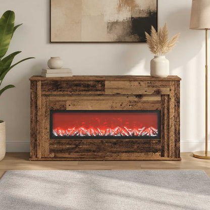 vidaXL Fireplace with LED Strip Old Wood 130 x 20 x 69.5 cm