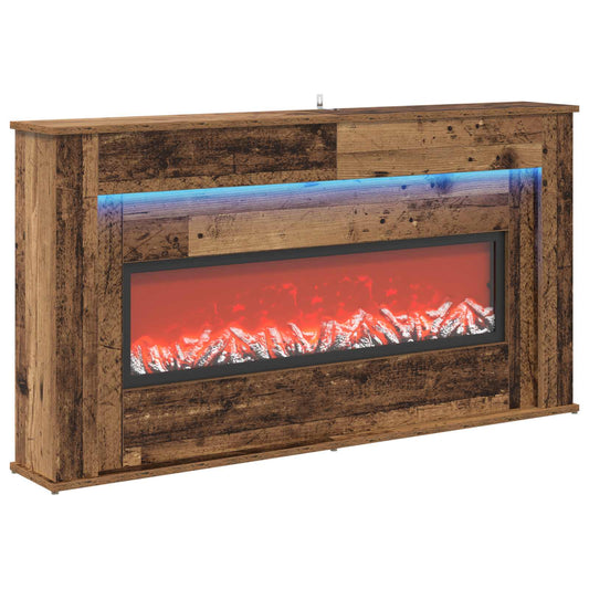 vidaXL Fireplace with LED Strip Old Wood 130 x 20 x 69.5 cm