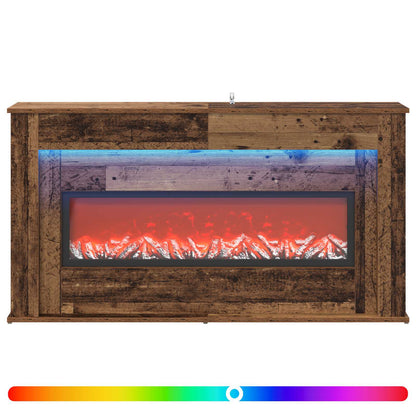 vidaXL Fireplace with LED Strip Old Wood 130 x 20 x 69.5 cm