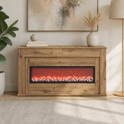 vidaXL Fireplace with LED Strip Artisan Oak 130 x 20 x 69.5 cm