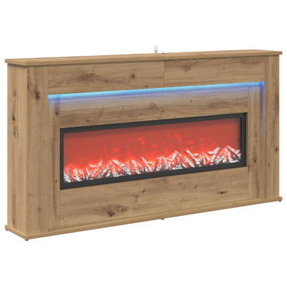 vidaXL Fireplace with LED Strip Artisan Oak 130 x 20 x 69.5 cm