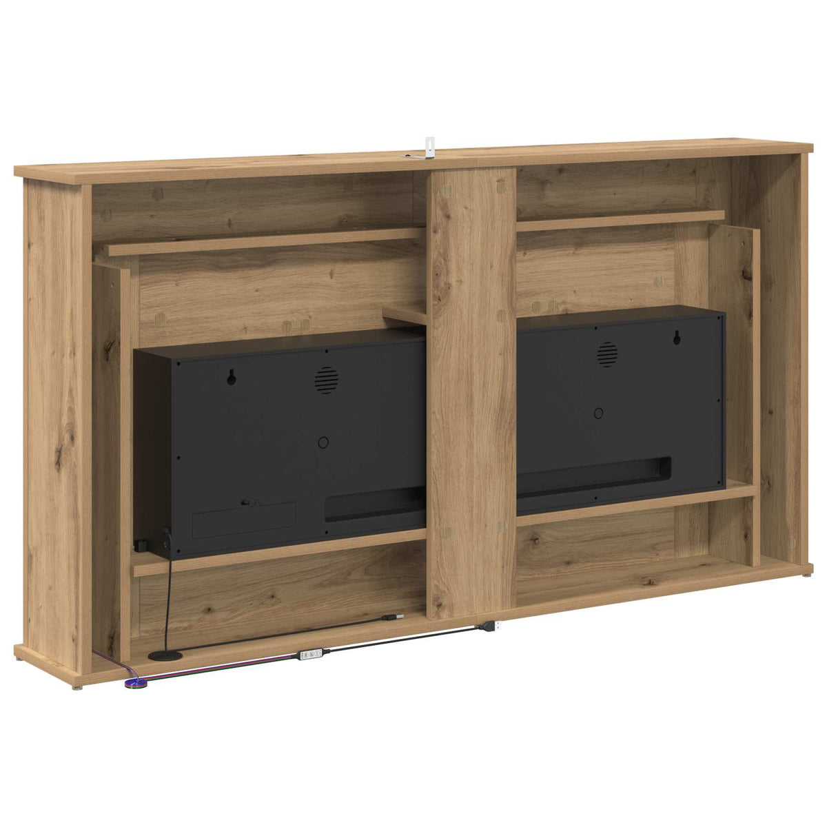 vidaXL Fireplace with LED Strip Artisan Oak 130 x 20 x 69.5 cm