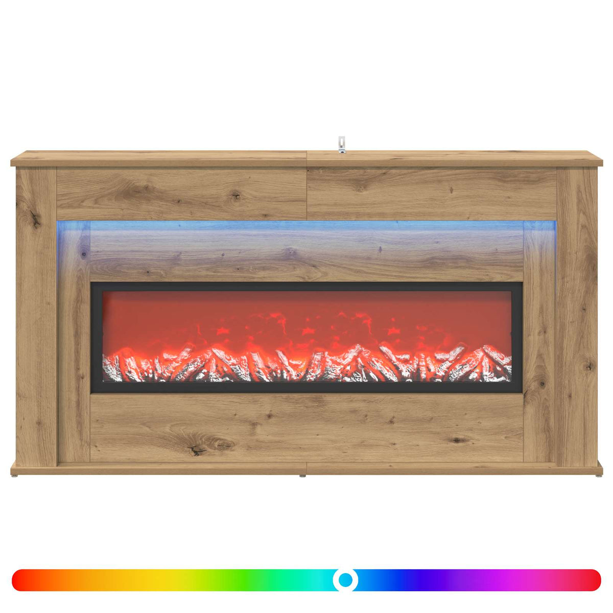 vidaXL Fireplace with LED Strip Artisan Oak 130 x 20 x 69.5 cm