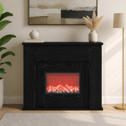 vidaXL Fireplace with LED Strip Black Oak 63 x 20 x 54.5 cm