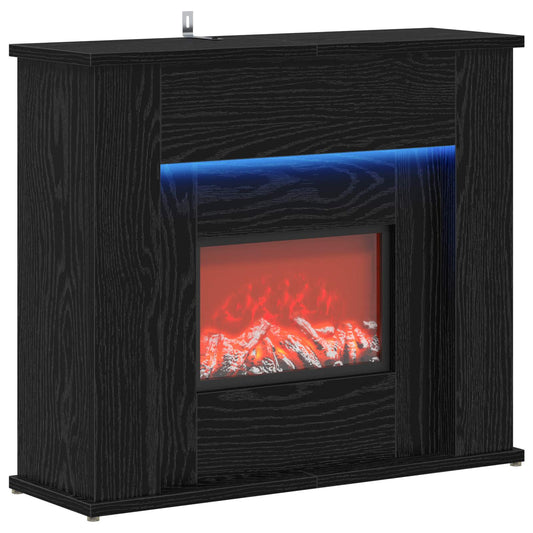 vidaXL Fireplace with LED Strip Black Oak 63 x 20 x 54.5 cm