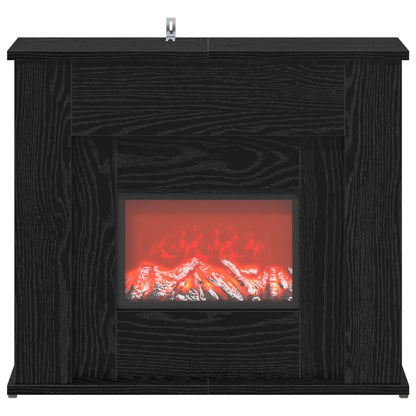 vidaXL Fireplace with LED Strip Black Oak 63 x 20 x 54.5 cm