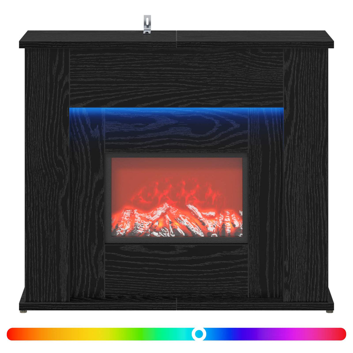 vidaXL Fireplace with LED Strip Black Oak 63 x 20 x 54.5 cm