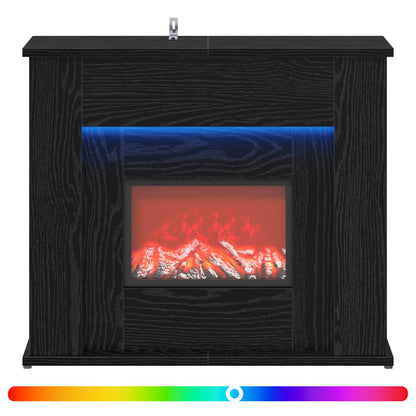 vidaXL Fireplace with LED Strip Black Oak 63 x 20 x 54.5 cm