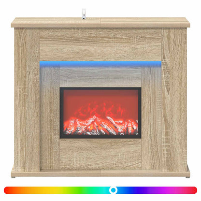 vidaXL Fireplace with LED Strip Sonoma 63 x 20 x 54.5 cm
