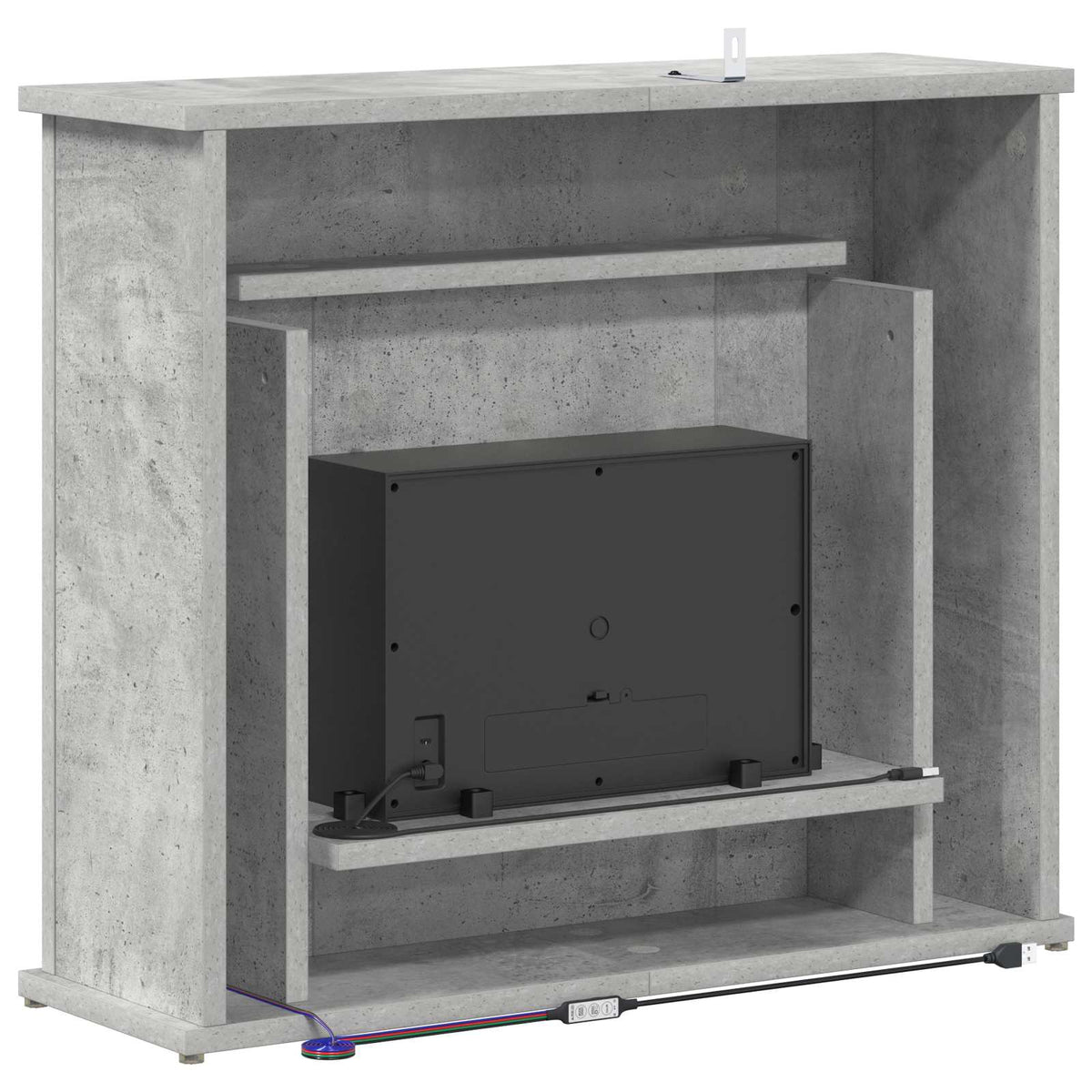 vidaXL Fireplace with LED Strip Concrete 63 x 20 x 54.5 cm