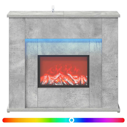 vidaXL Fireplace with LED Strip Concrete 63 x 20 x 54.5 cm