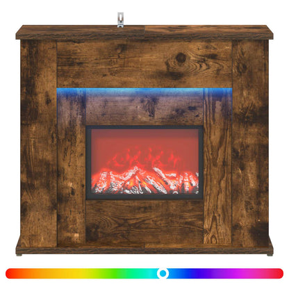 vidaXL Fireplace with LED Strip Smoked Oak 63 x 20 x 54.5 cm