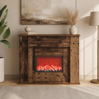 vidaXL Fireplace with LED Strip Old Wood 63 x 20 x 54.5 cm