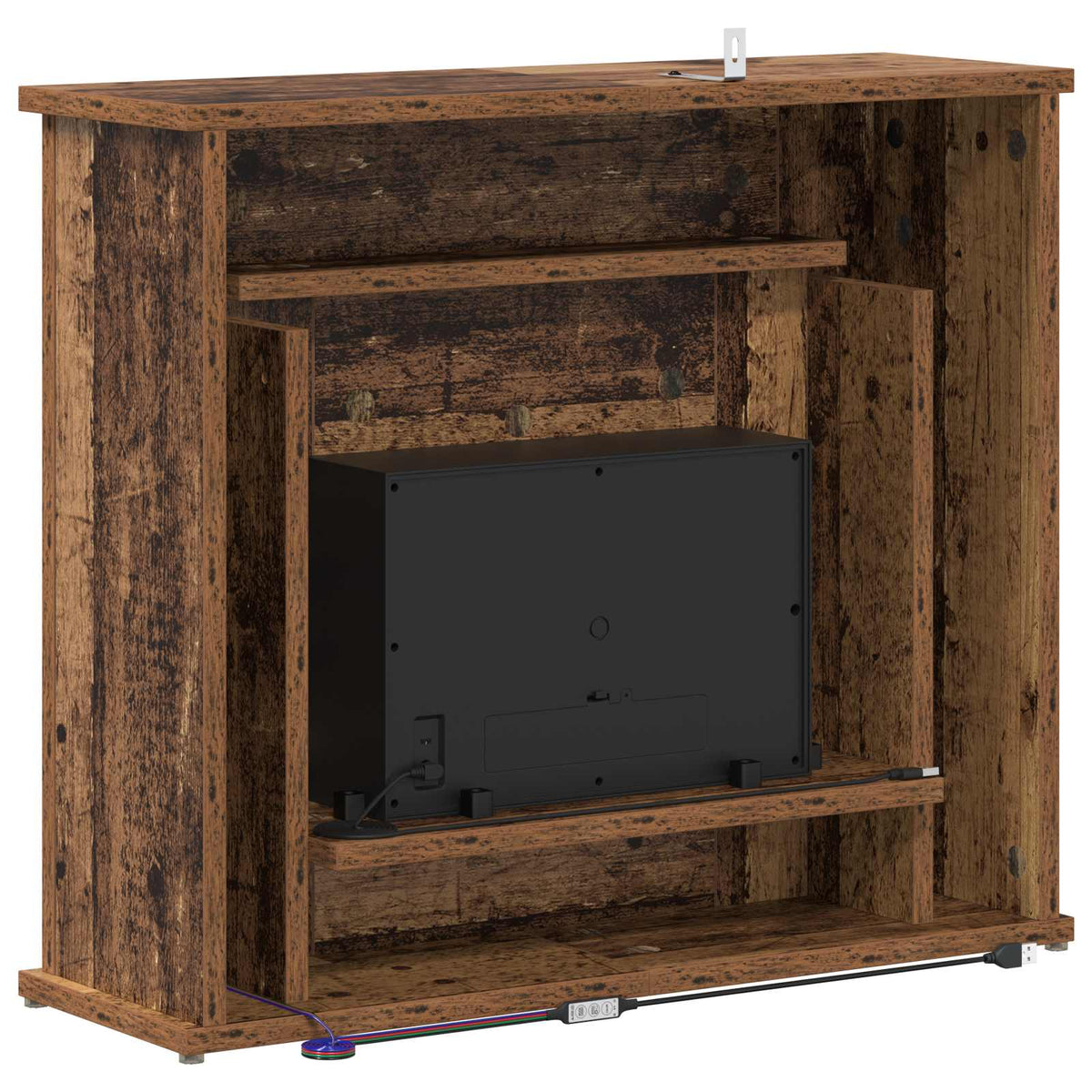 vidaXL Fireplace with LED Strip Old Wood 63 x 20 x 54.5 cm